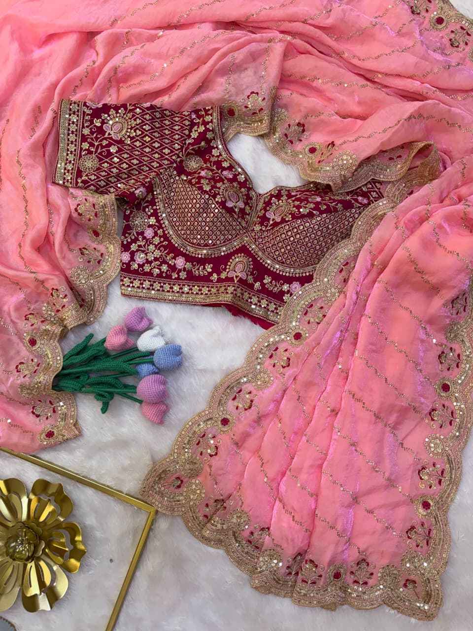 SOFT SPACE SILK SEQUINS & ZARI EMBROIDERY WORK SAREE 1