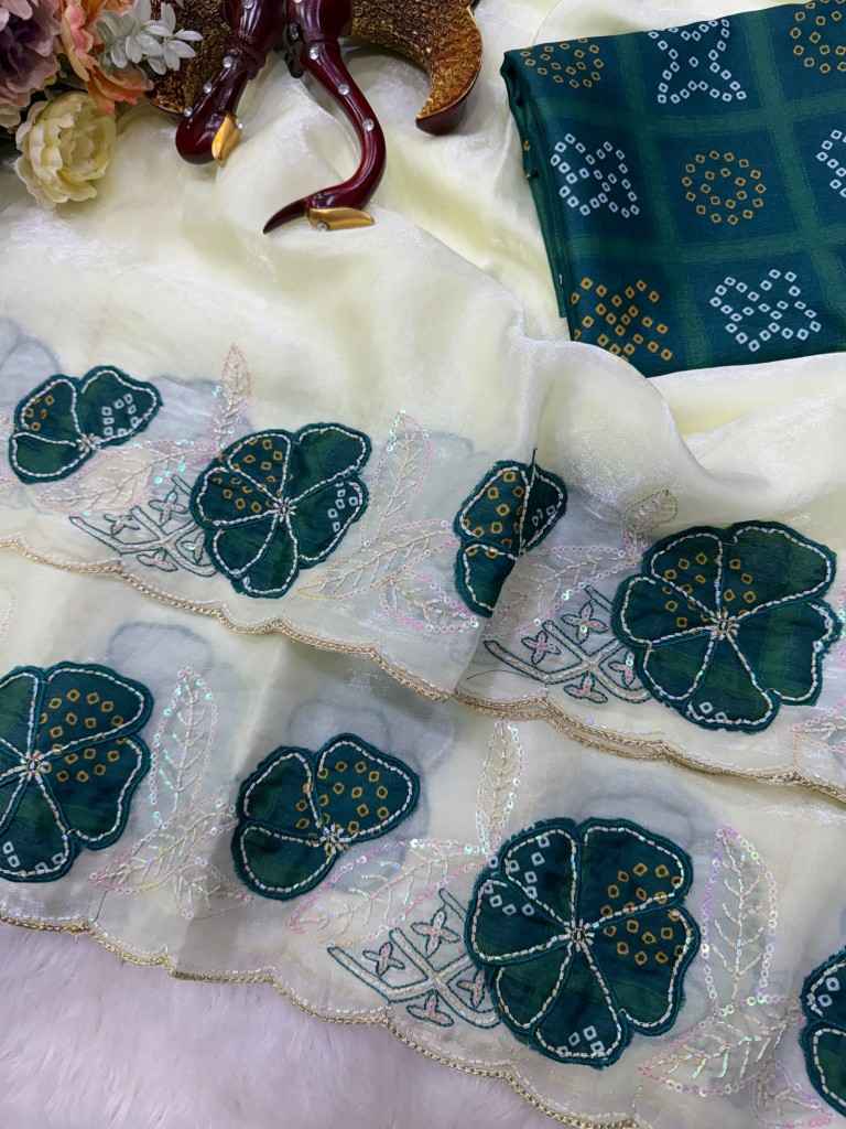 SPACE SILK APLIC WORK WITH SEQUINS EMBROIDERY WORK SAREE
