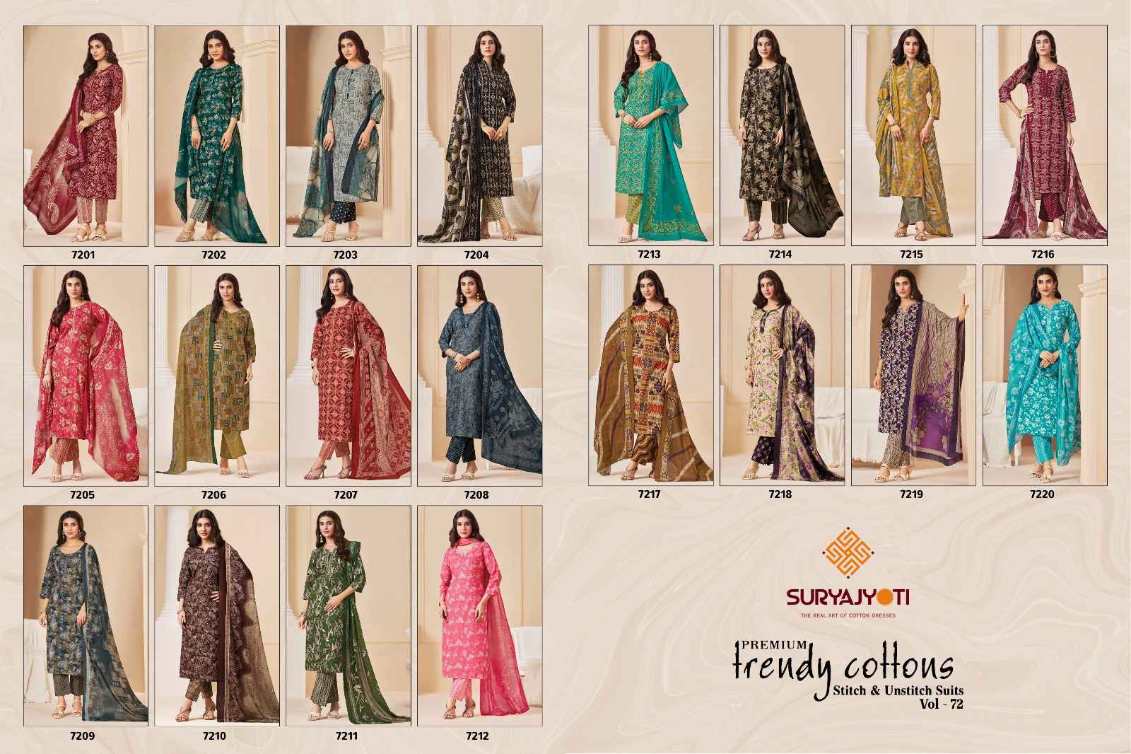 SURYAJYOTI TRENDY COTTON VOL-72 COTTON PRINTED READYMADE SUIT