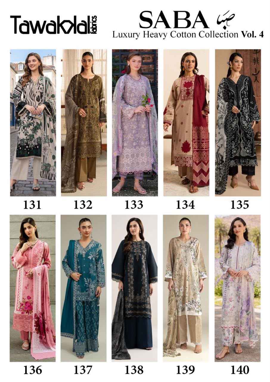 TAWAKKAL SABA LUXURY VOL-4 COTTON DRESS MATERIAL