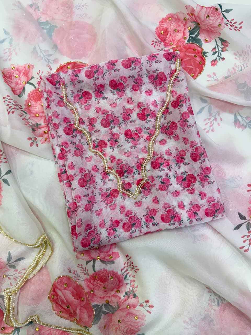 SOFT TEBBY SILK FLORAL PRINT KATDANA HANDWORK SAREE 1