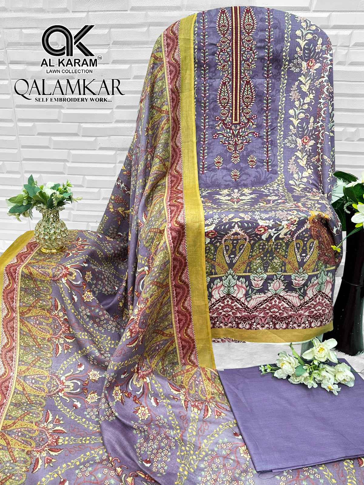 AL KARAM QALAMKAR PURE COTTON DRESS MATERIAL