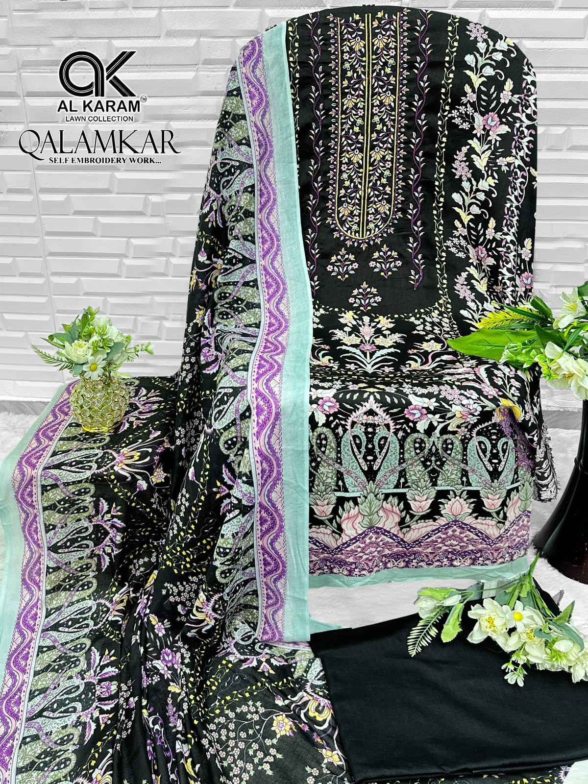 AL KARAM QALAMKAR PURE COTTON DRESS MATERIAL