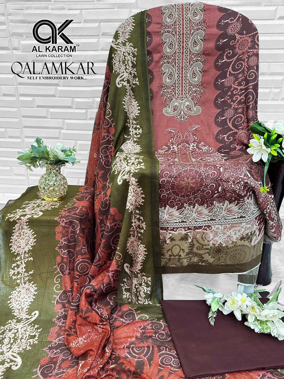AL KARAM QALAMKAR PURE COTTON DRESS MATERIAL