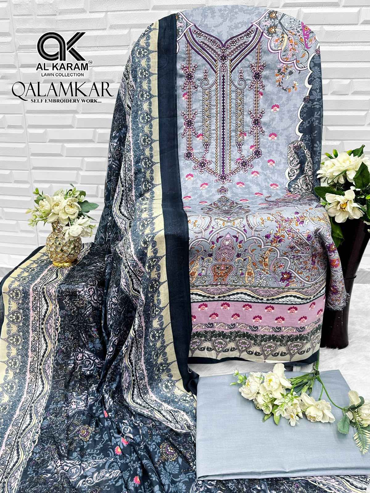 AL KARAM QALAMKAR PURE COTTON DRESS MATERIAL