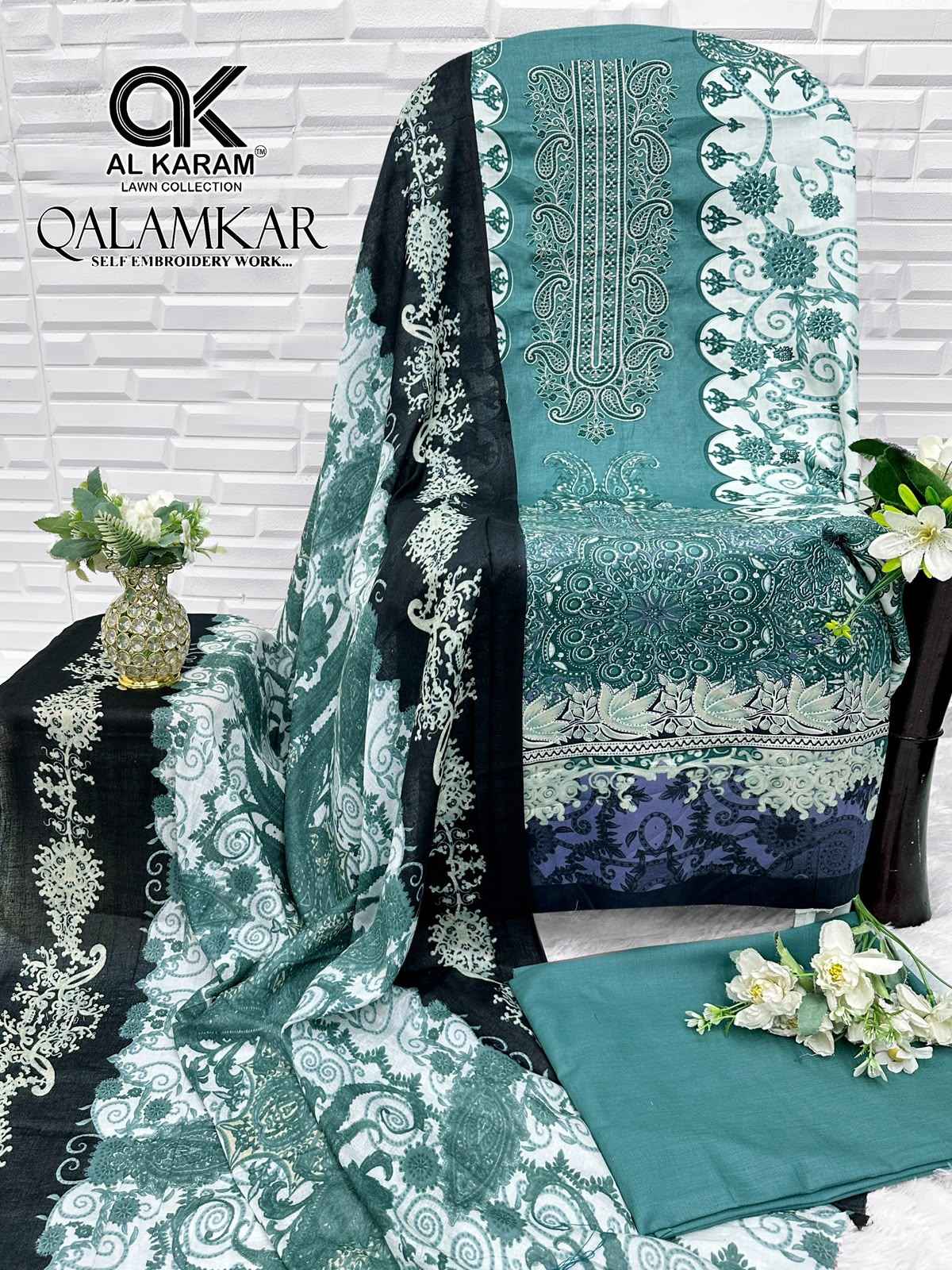 AL KARAM QALAMKAR PURE COTTON DRESS MATERIAL