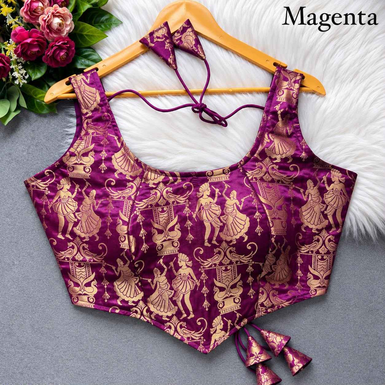 HEAVY JARI BANARASI CORSET-STYLE RASS-LEELA BLOUSE 