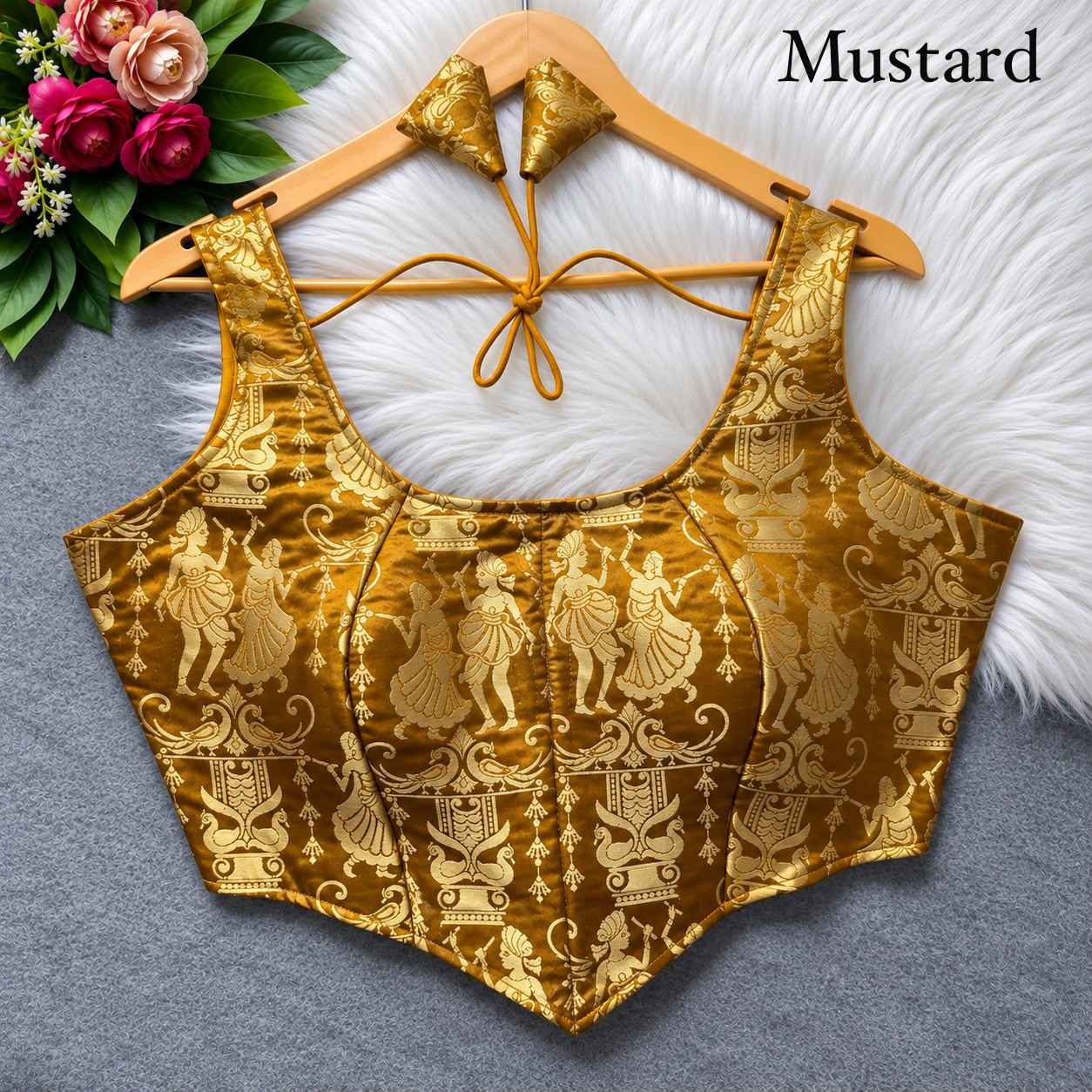HEAVY JARI BANARASI CORSET-STYLE RASS-LEELA BLOUSE 