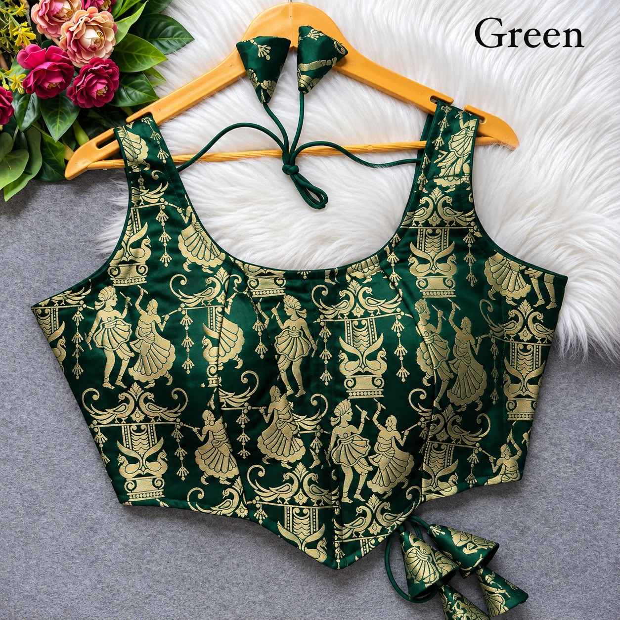 HEAVY JARI BANARASI CORSET-STYLE RASS-LEELA BLOUSE 
