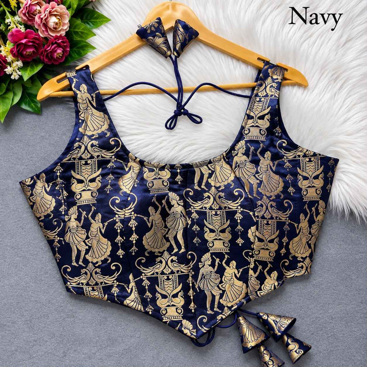 HEAVY JARI BANARASI CORSET-STYLE RASS-LEELA BLOUSE 