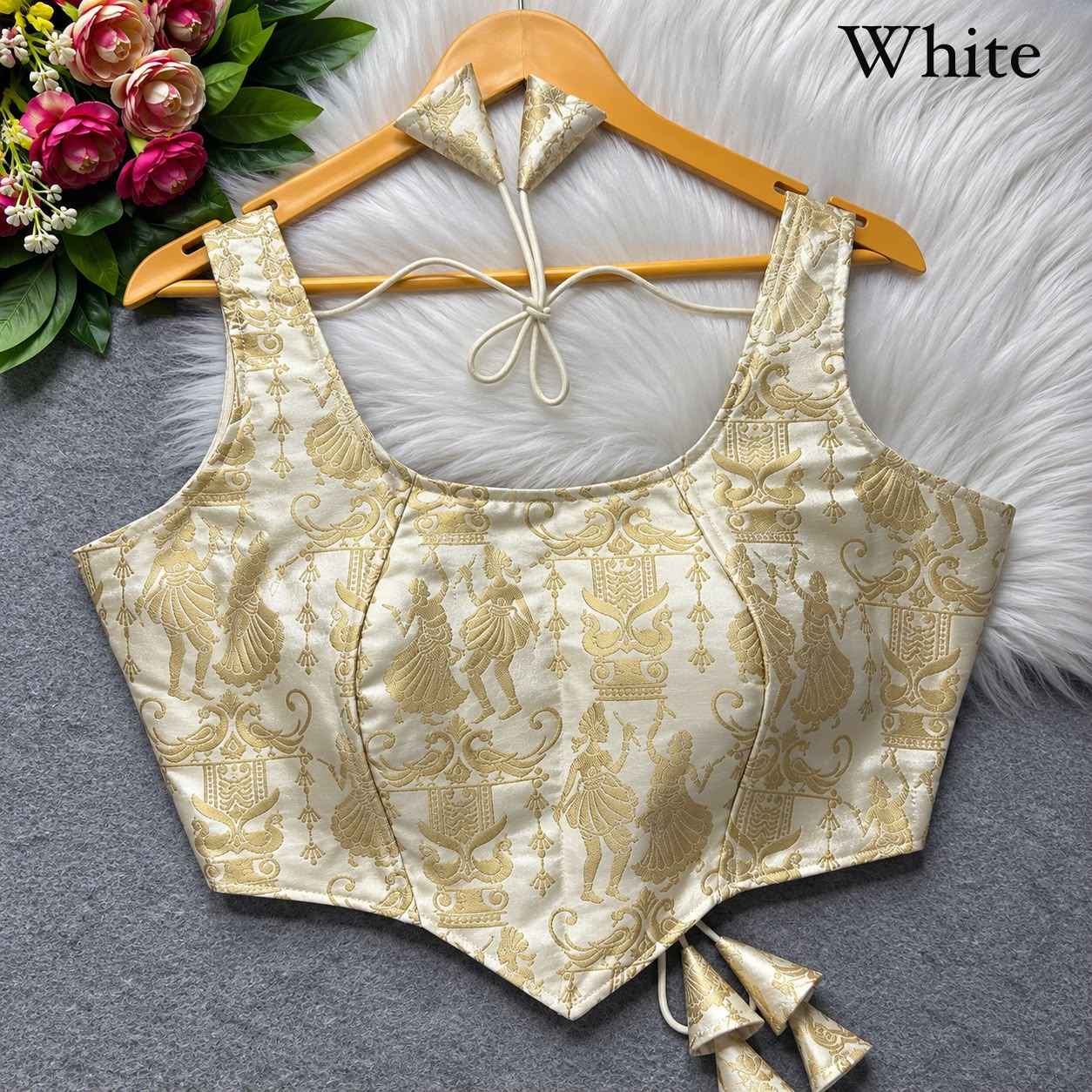 HEAVY JARI BANARASI CORSET-STYLE RASS-LEELA BLOUSE 