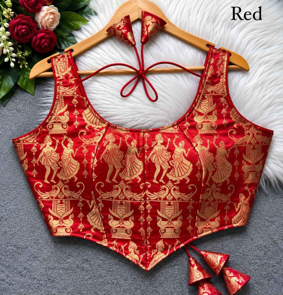 HEAVY JARI BANARASI CORSET-STYLE RASS-LEELA BLOUSE 
