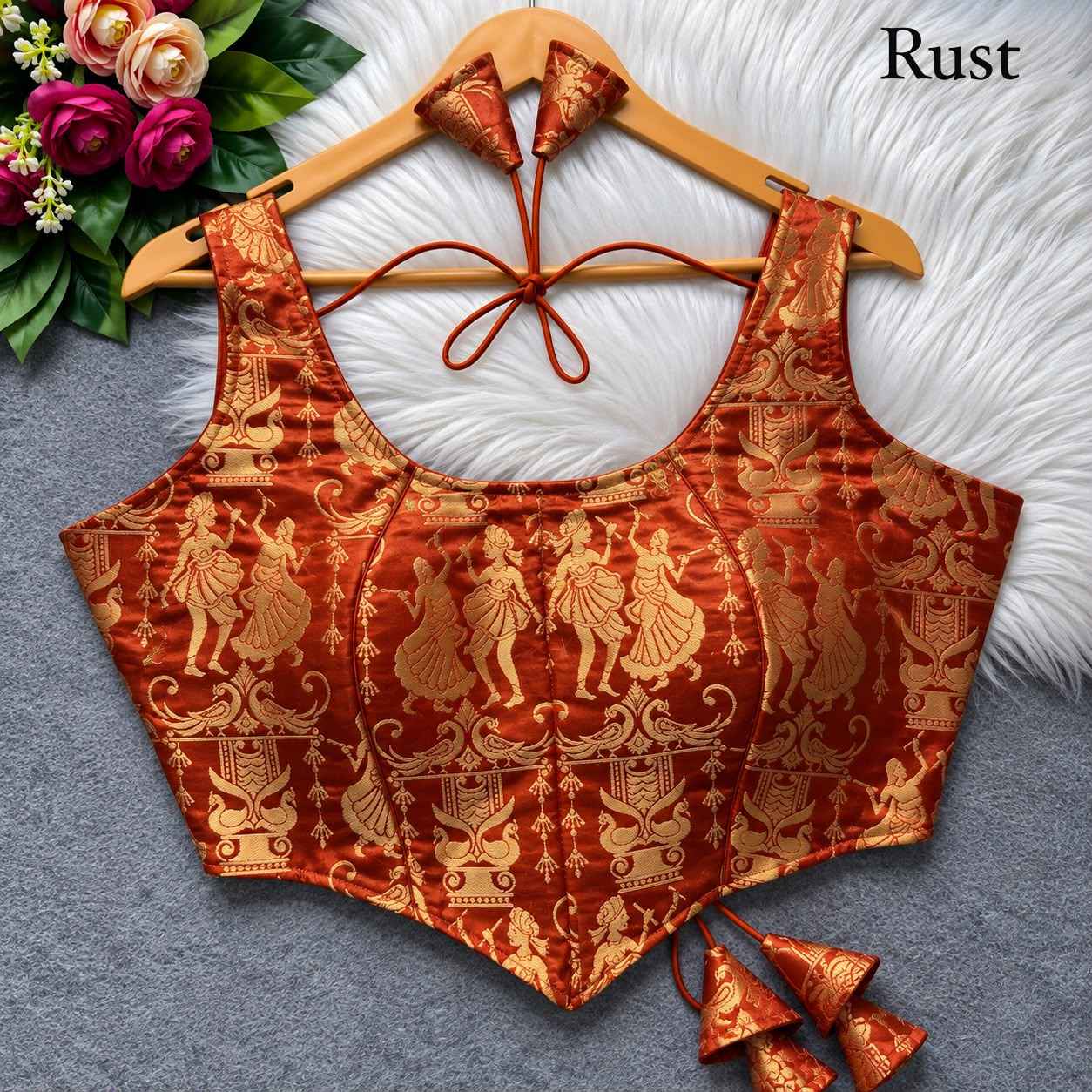 HEAVY JARI BANARASI CORSET-STYLE RASS-LEELA BLOUSE 
