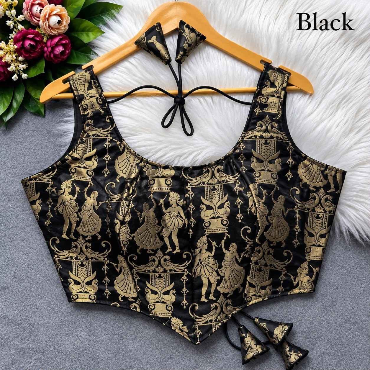 HEAVY JARI BANARASI CORSET-STYLE RASS-LEELA BLOUSE 