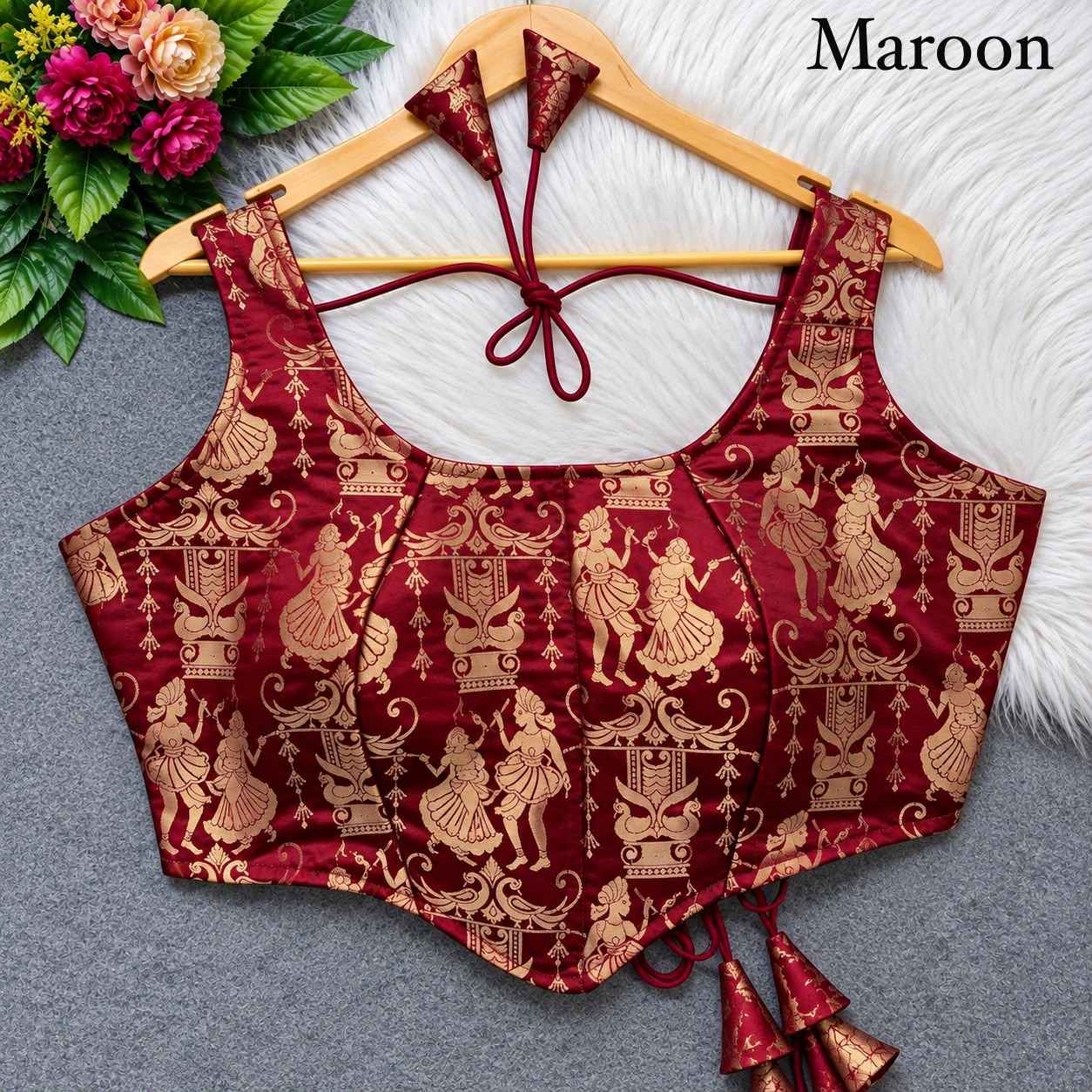 HEAVY JARI BANARASI CORSET-STYLE RASS-LEELA BLOUSE 
