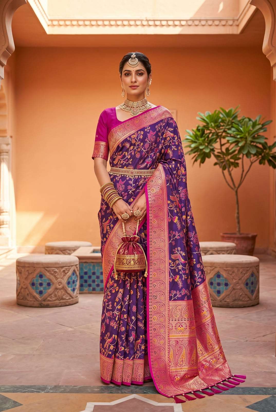BANARASI ZARI SILK KASHMIRI PASHMINA SAREE 