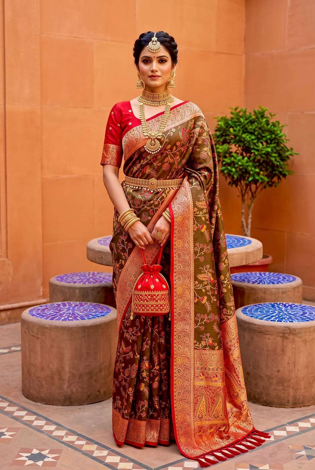 BANARASI ZARI SILK KASHMIRI PASHMINA SAREE 