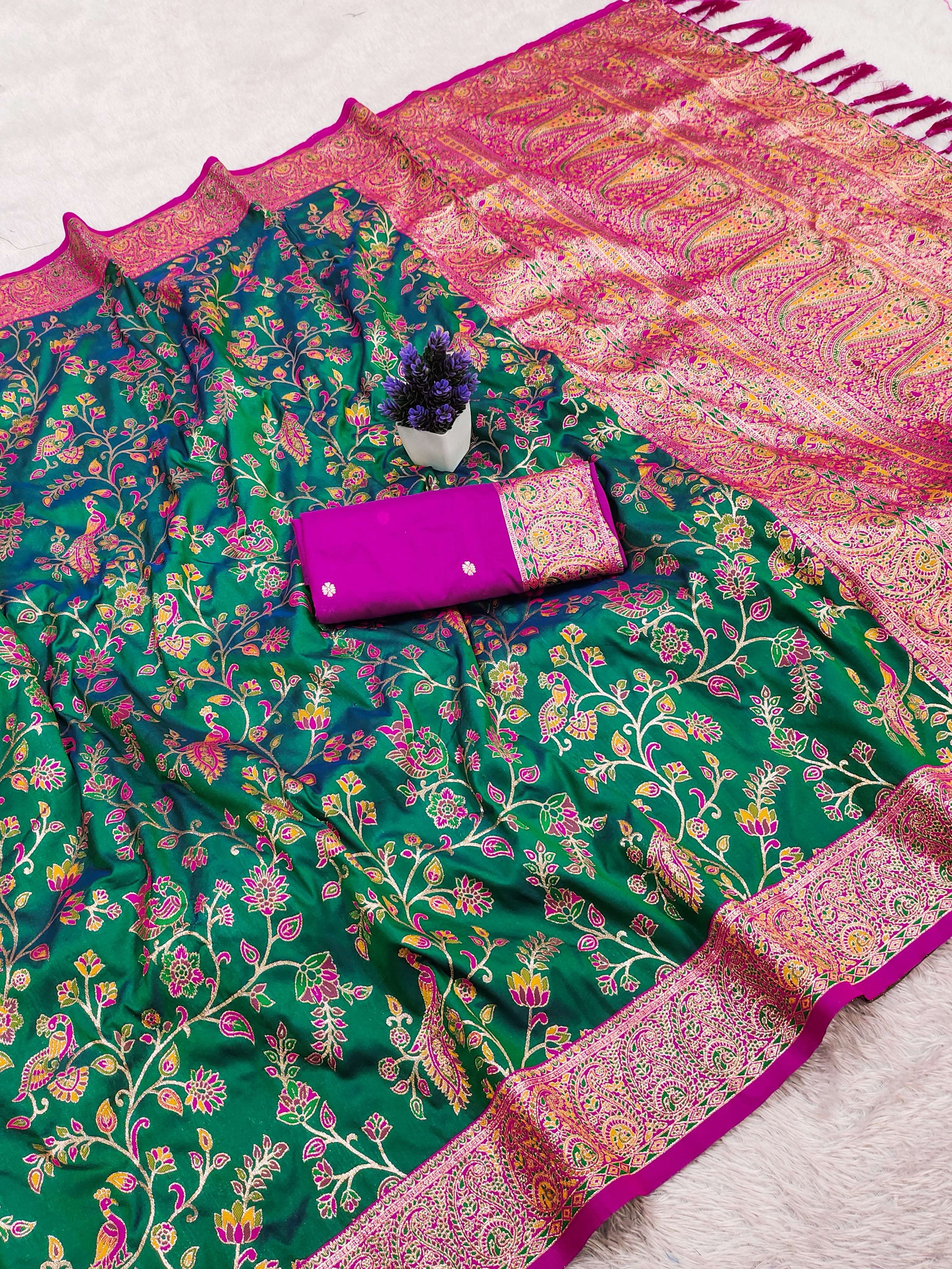 BANARASI ZARI SILK KASHMIRI PASHMINA SAREE 