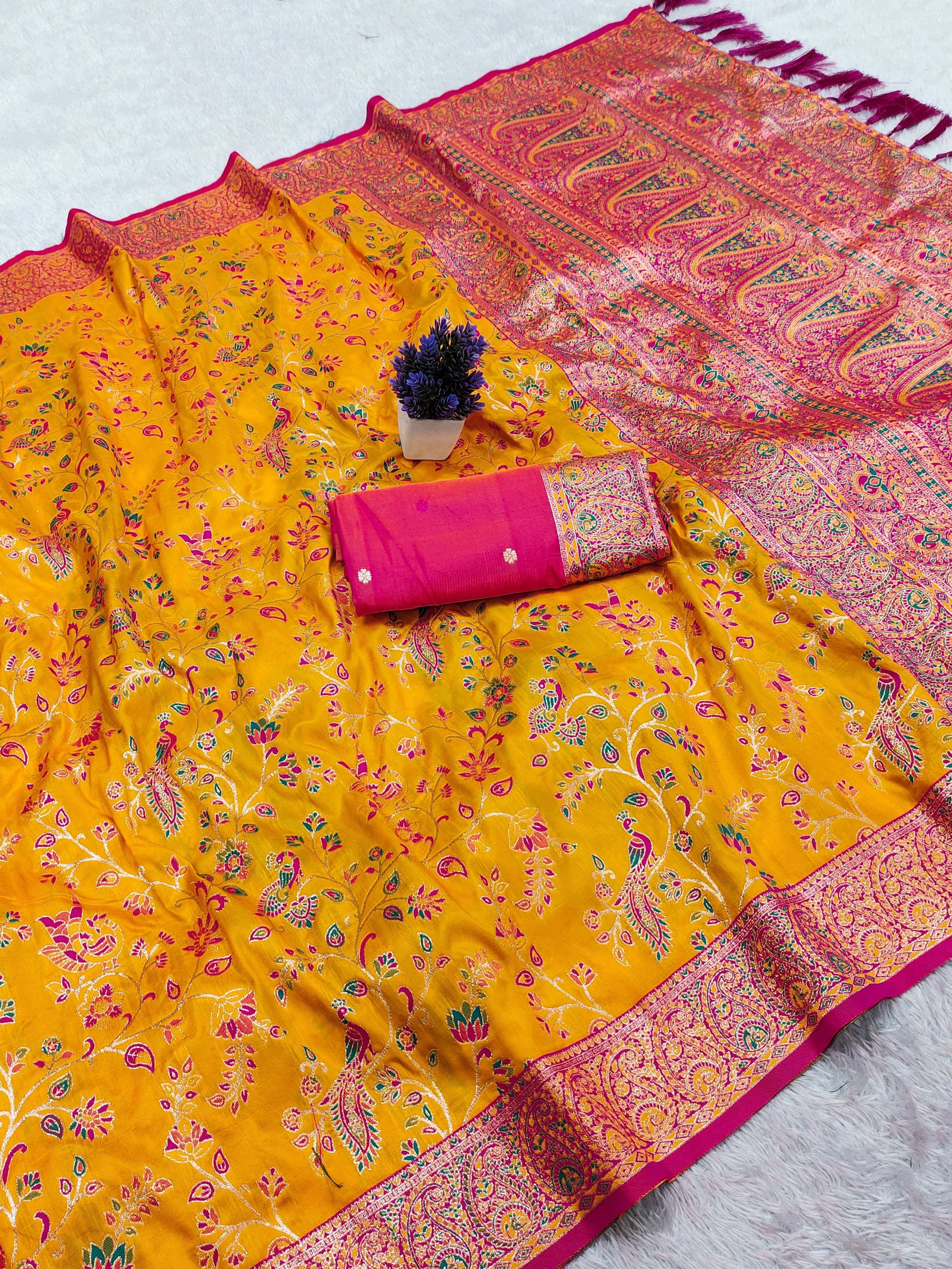 BANARASI ZARI SILK KASHMIRI PASHMINA SAREE 
