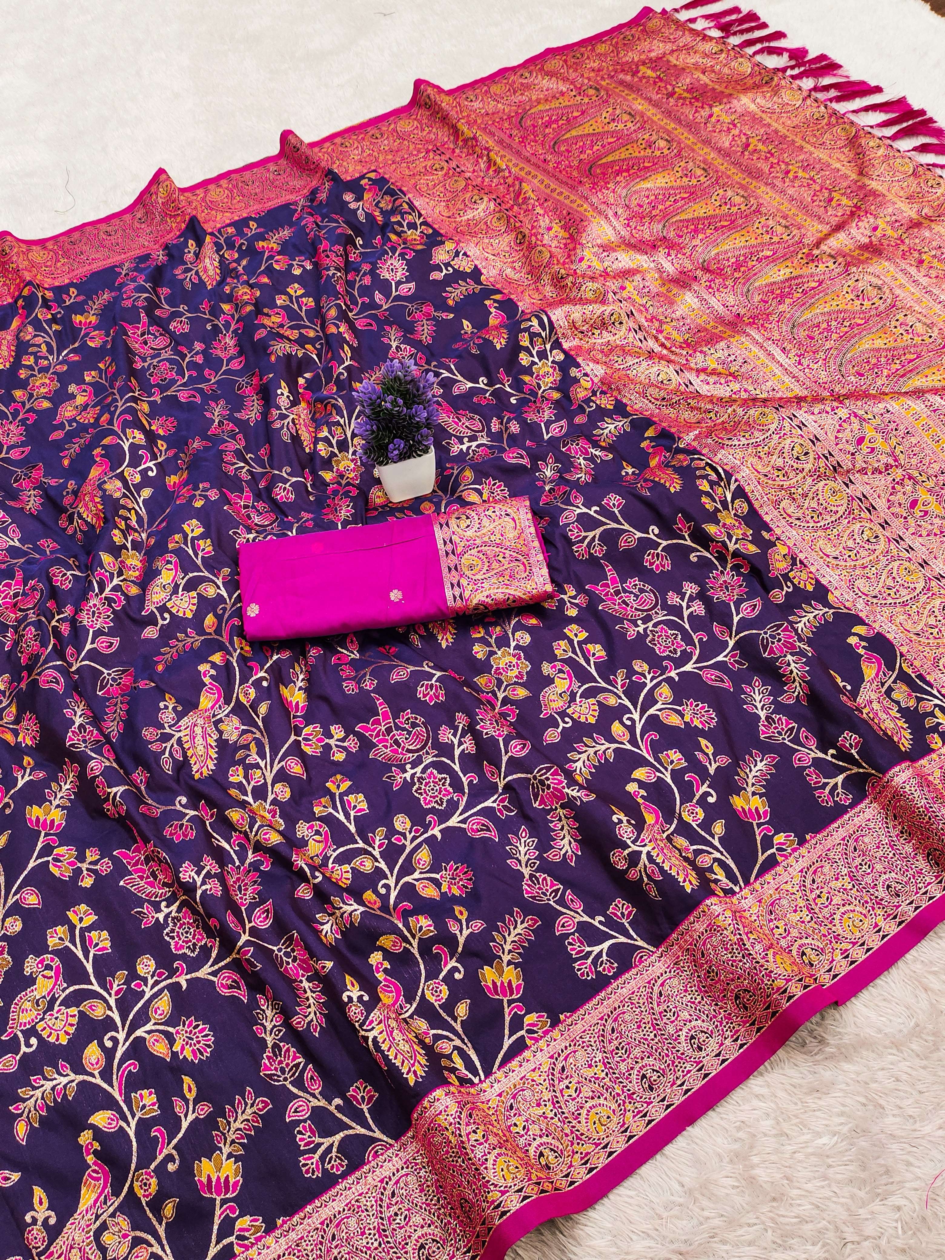 BANARASI ZARI SILK KASHMIRI PASHMINA SAREE 