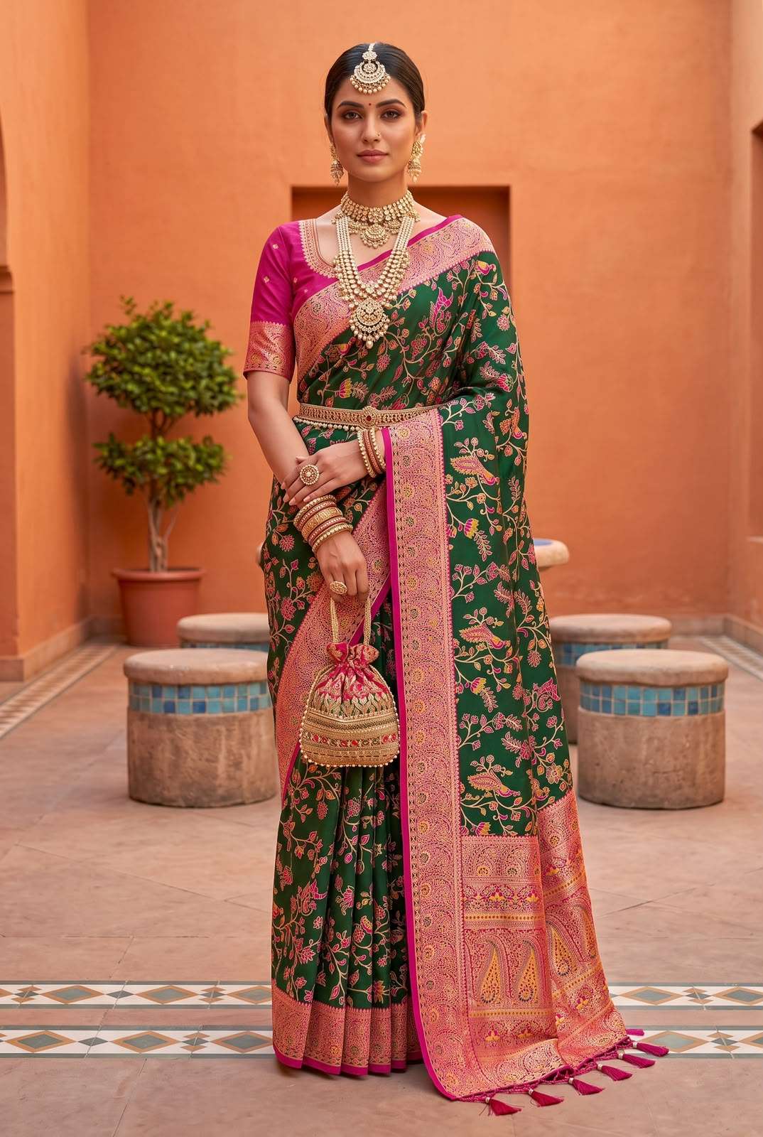 BANARASI ZARI SILK KASHMIRI PASHMINA SAREE 