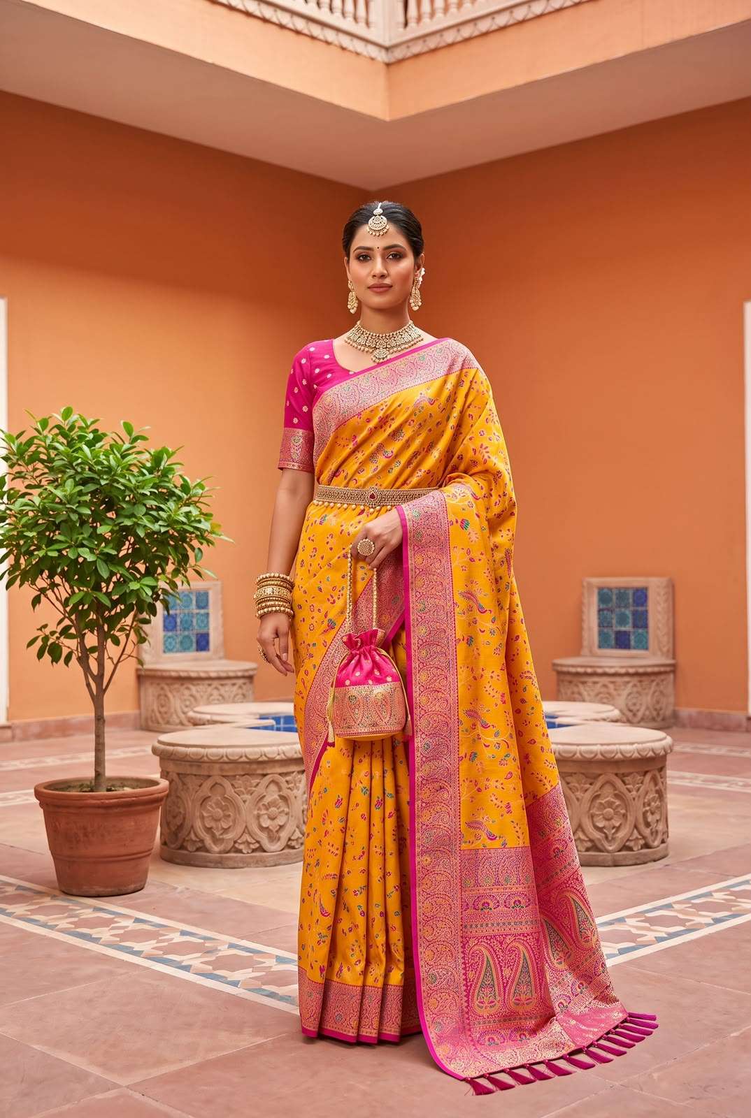 BANARASI ZARI SILK KASHMIRI PASHMINA SAREE 