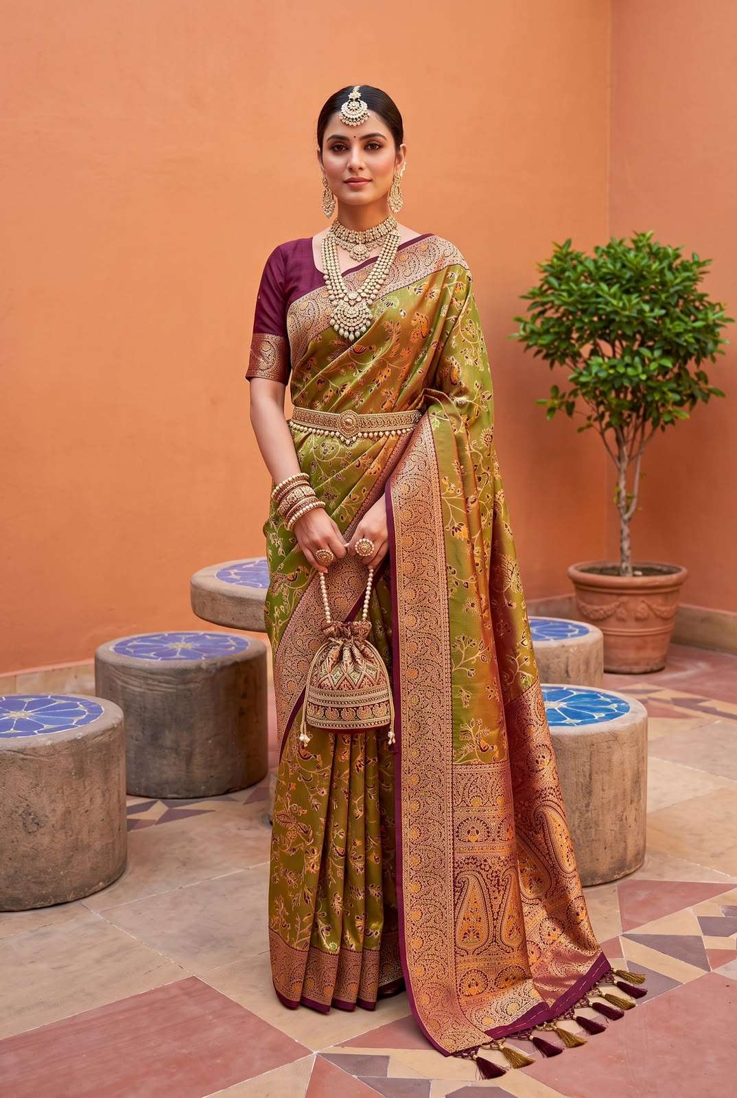BANARASI ZARI SILK KASHMIRI PASHMINA SAREE 
