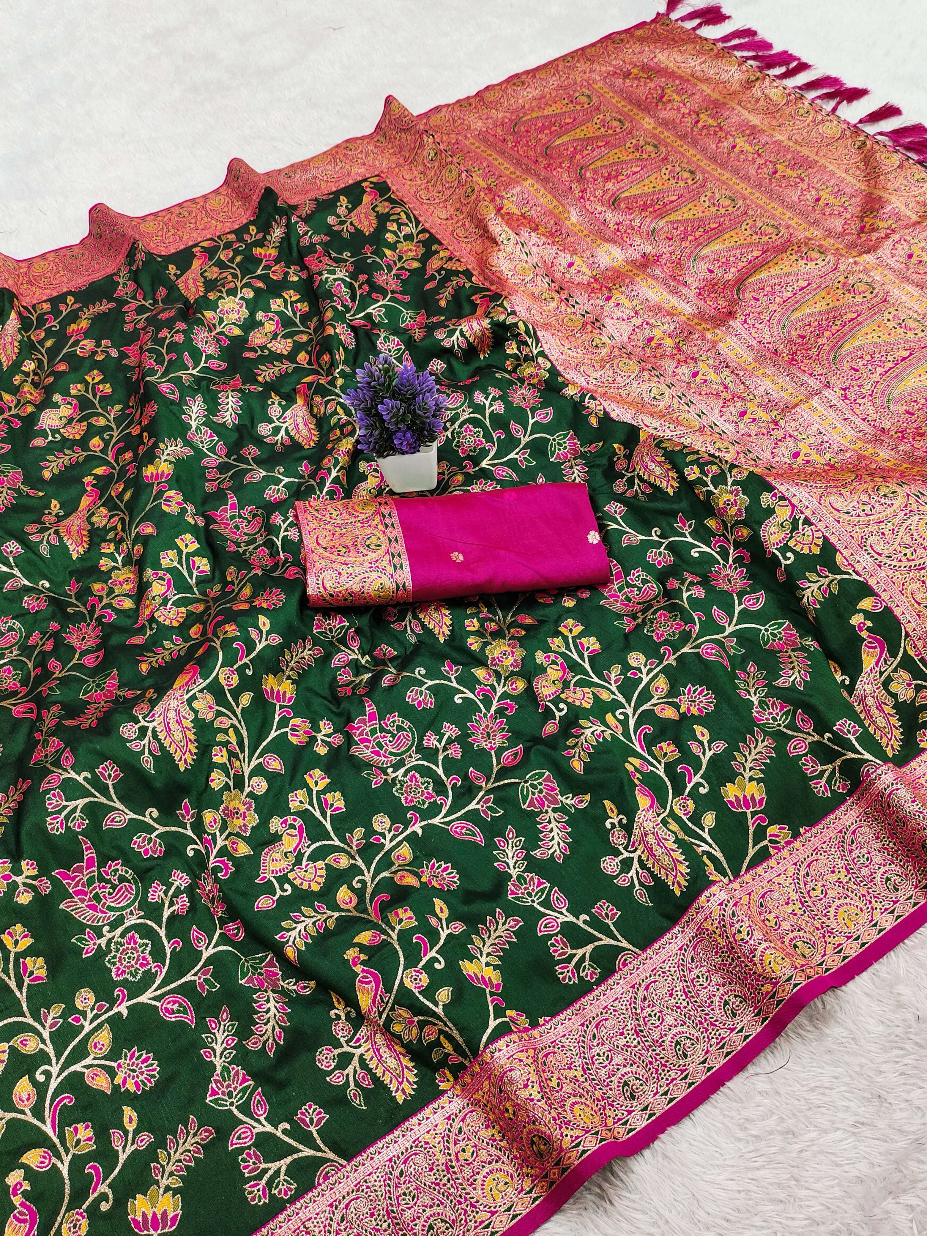BANARASI ZARI SILK KASHMIRI PASHMINA SAREE 