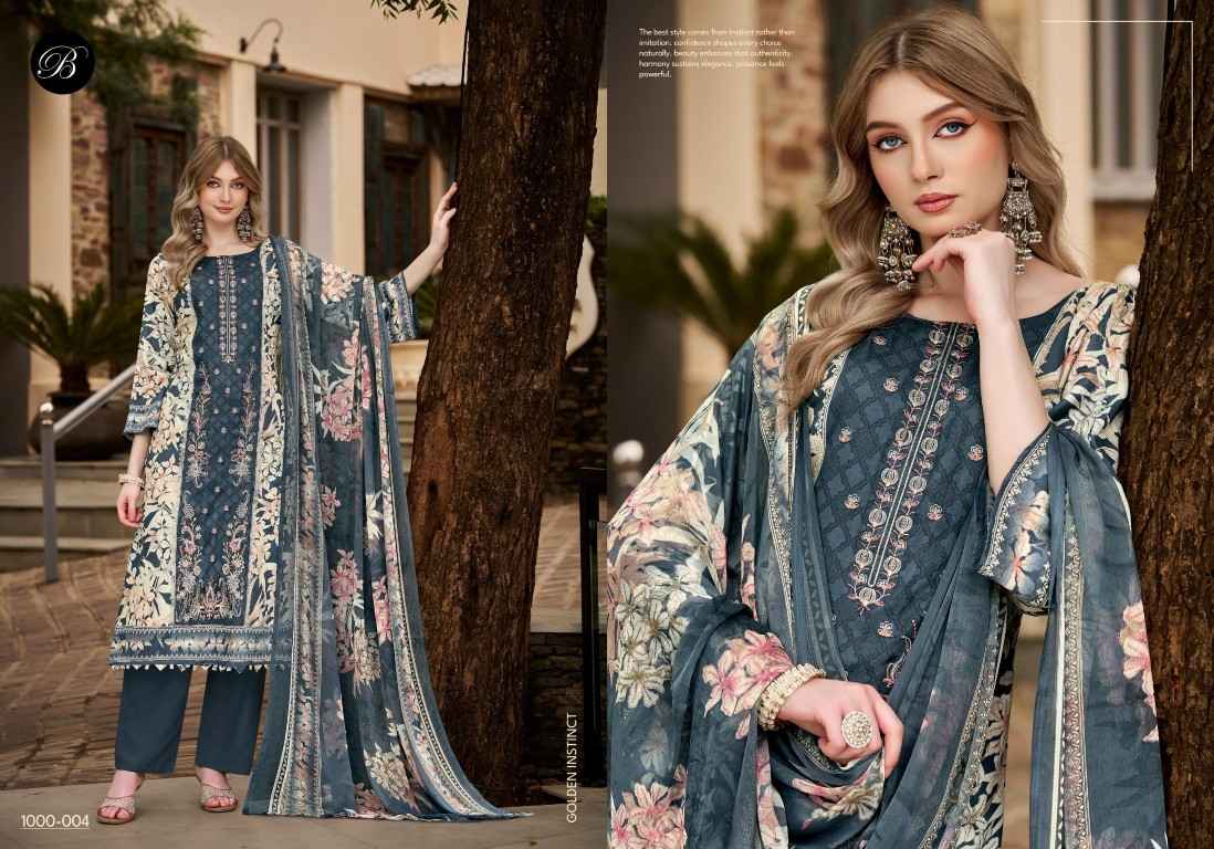 BELLIZA FEROZA PURE JAM COTTON SELF EMBROIDERY DRESS MATERIAL