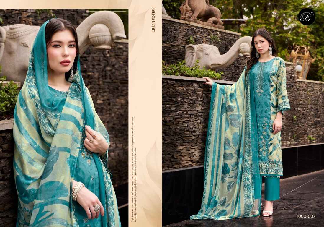 BELLIZA FEROZA PURE JAM COTTON SELF EMBROIDERY DRESS MATERIAL