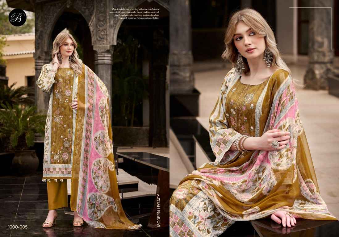 BELLIZA FEROZA PURE JAM COTTON SELF EMBROIDERY DRESS MATERIAL