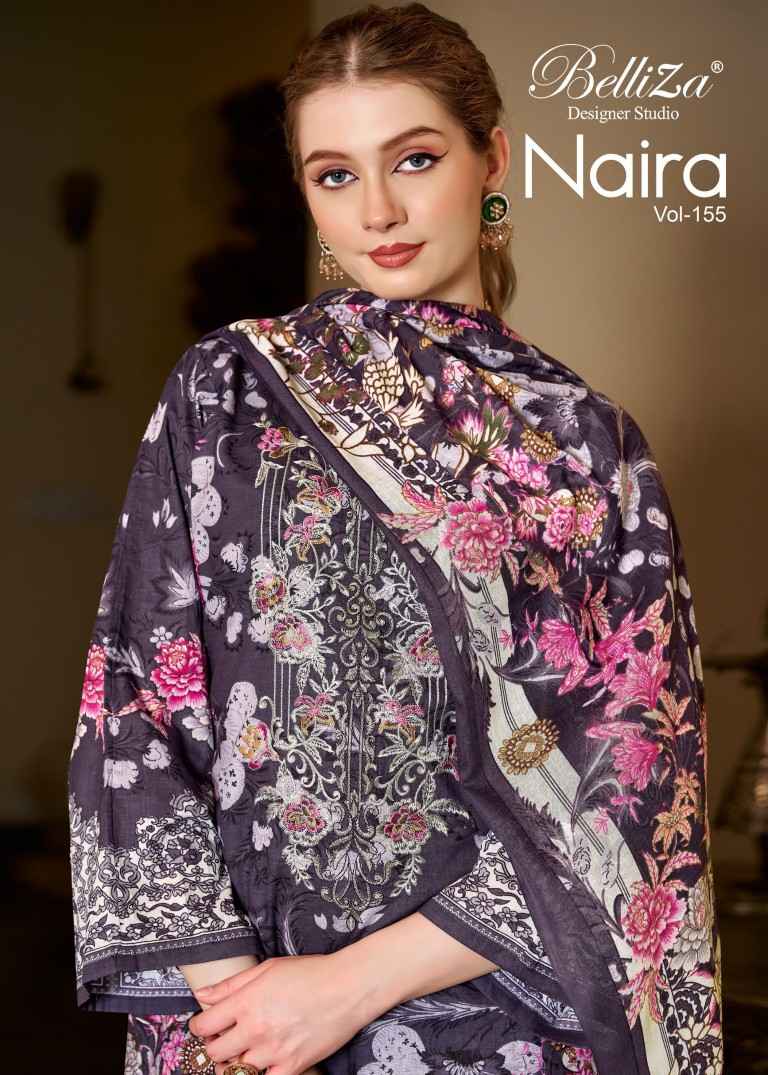 BELLIZA NAIRA VOL-155 PURE COTTON EMBROIDERY DRESS MATERIAL