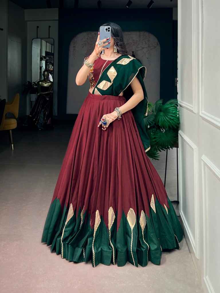 CHINON SILK GOTTA PATCH WORK NAVRATRI LEHENGA CHOLI