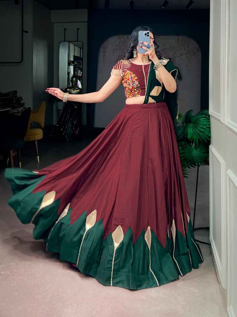 CHINON SILK GOTTA PATCH WORK NAVRATRI LEHENGA CHOLI