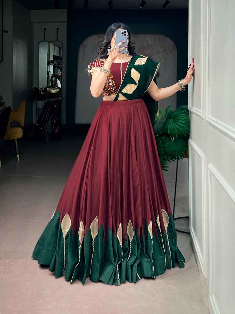 CHINON SILK GOTTA PATCH WORK NAVRATRI LEHENGA CHOLI