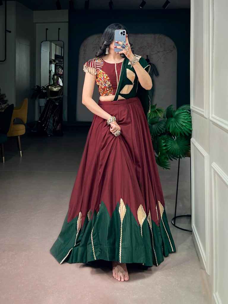 CHINON SILK GOTTA PATCH WORK NAVRATRI LEHENGA CHOLI