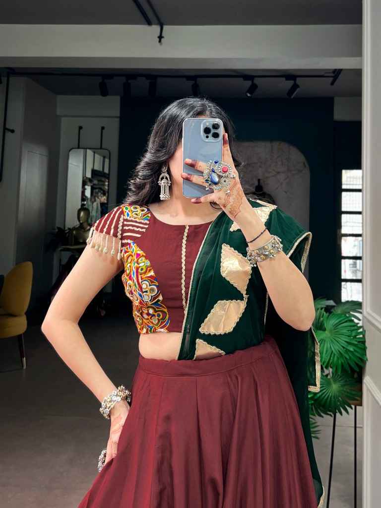 CHINON SILK GOTTA PATCH WORK NAVRATRI LEHENGA CHOLI