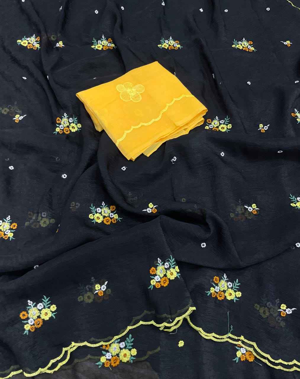 CRUNCHY CHIFFON EMBROIDERY WORK SAREE 
