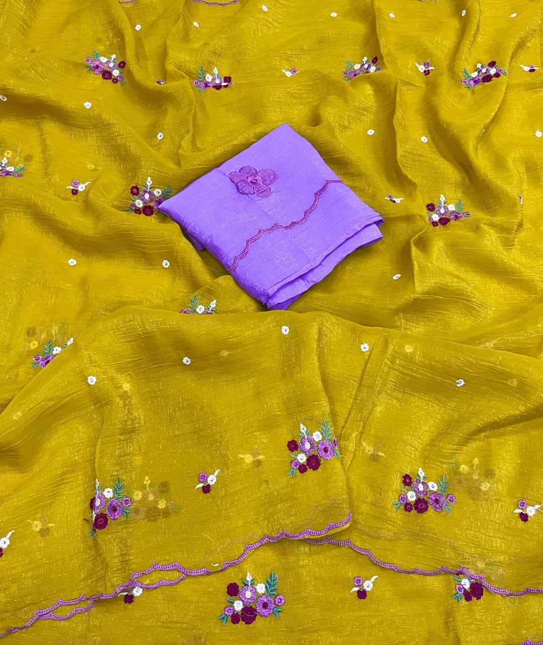 CRUNCHY CHIFFON EMBROIDERY WORK SAREE 