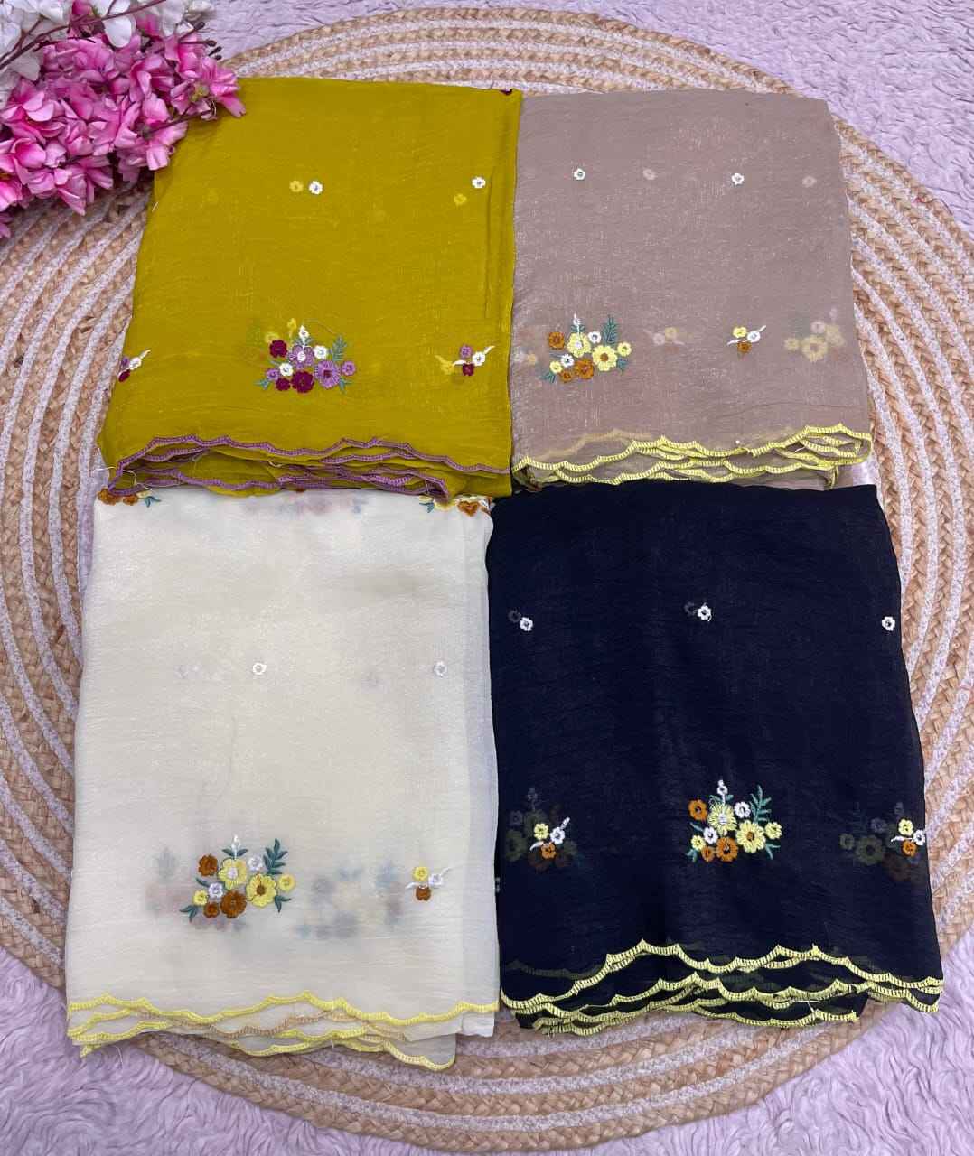 CRUNCHY CHIFFON EMBROIDERY WORK SAREE 