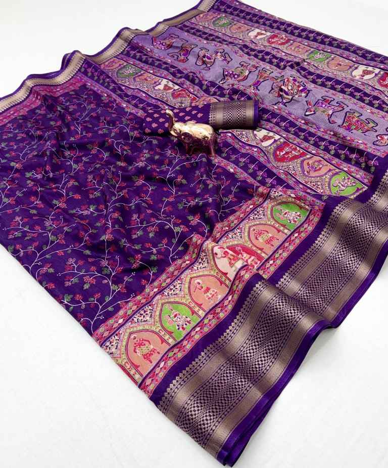DOLA SILK KASHMIRI PRINT ZARI BORDER SAREE 