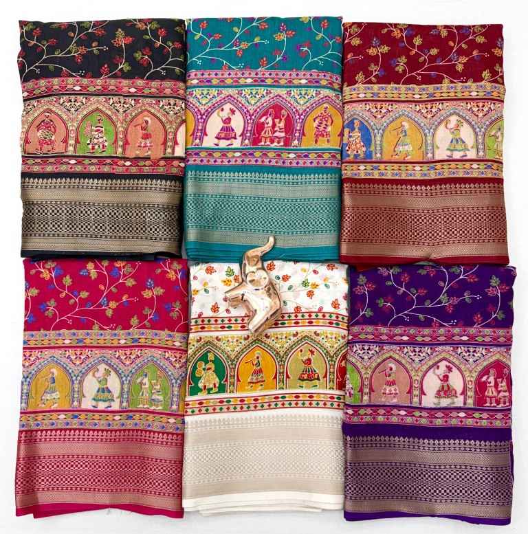DOLA SILK KASHMIRI PRINT ZARI BORDER SAREE 