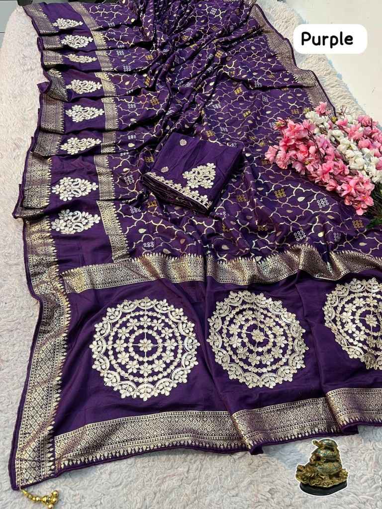 DOLA SILK VISCOSE WEAVING GOTAPATTI WORK SAREE 