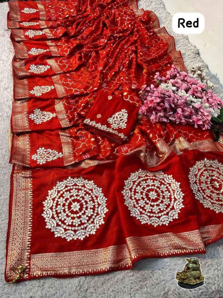 DOLA SILK VISCOSE WEAVING GOTAPATTI WORK SAREE 