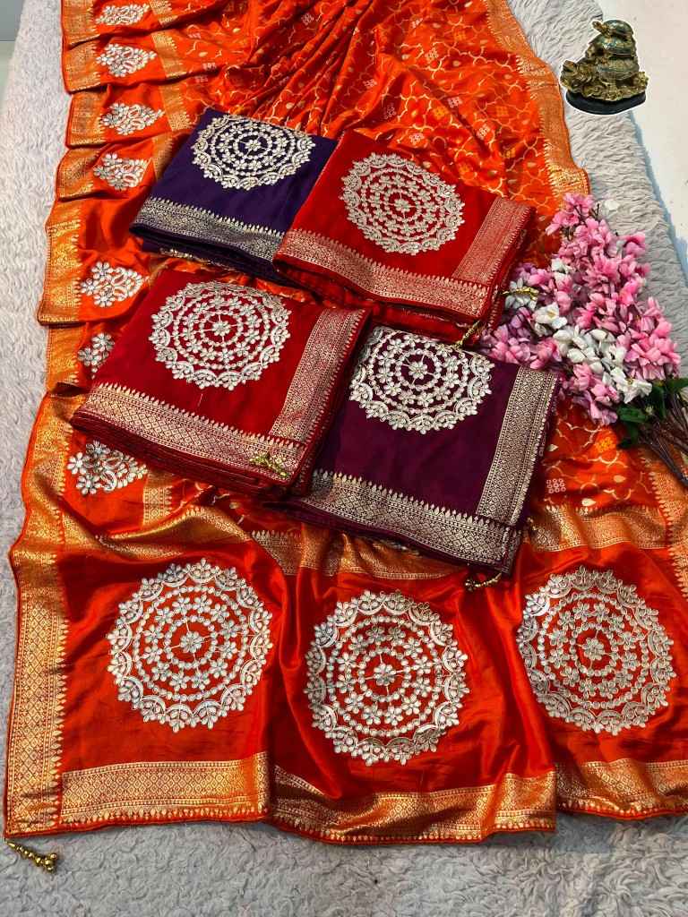 DOLA SILK VISCOSE WEAVING GOTAPATTI WORK SAREE 