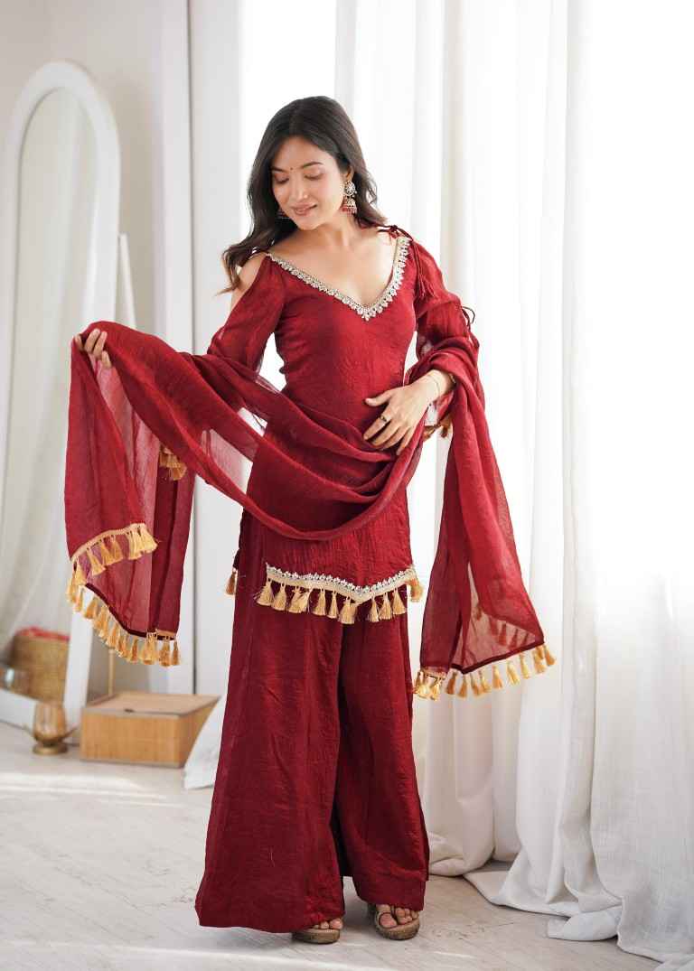 DOREMON CRUSH REAL MIRROR WORK DESIGNER READYMADE SUIT