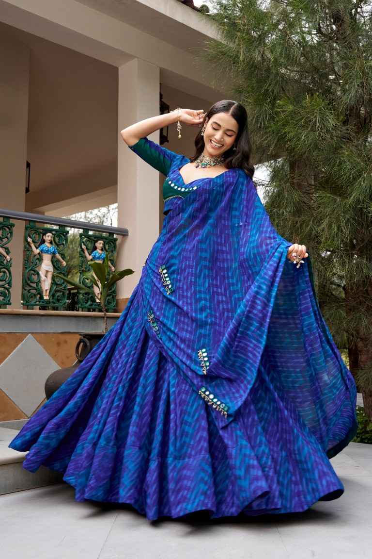 GEORGETTE EMBROIDERY MIRROR WORK LEHENGA CHOLI