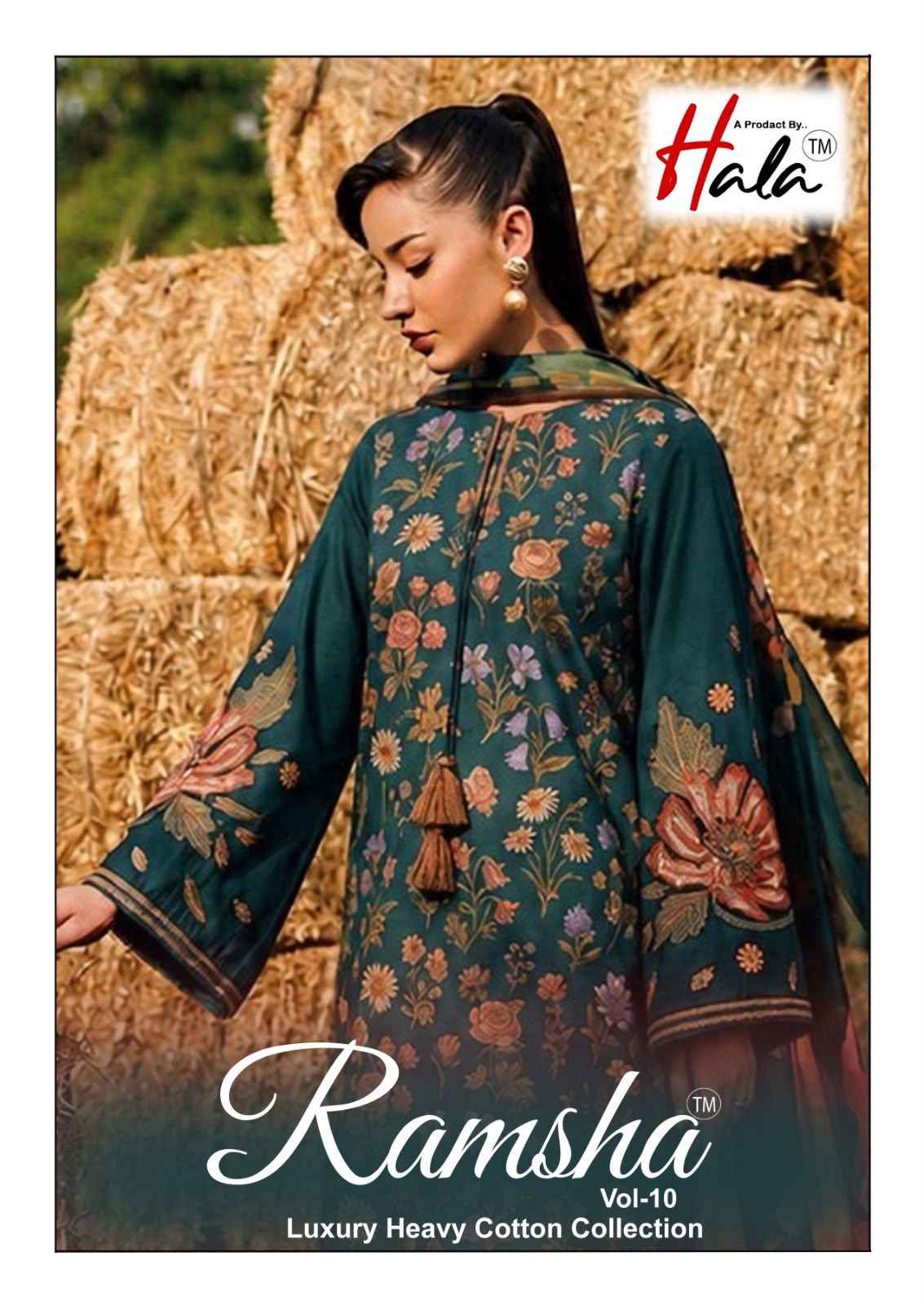 HALA RAMSHA VOL-10 HEAVY COTTON PRINTED DRESS MATERIAL 