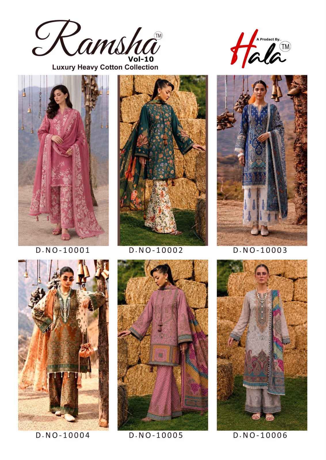 HALA RAMSHA VOL-10 HEAVY COTTON PRINTED DRESS MATERIAL 