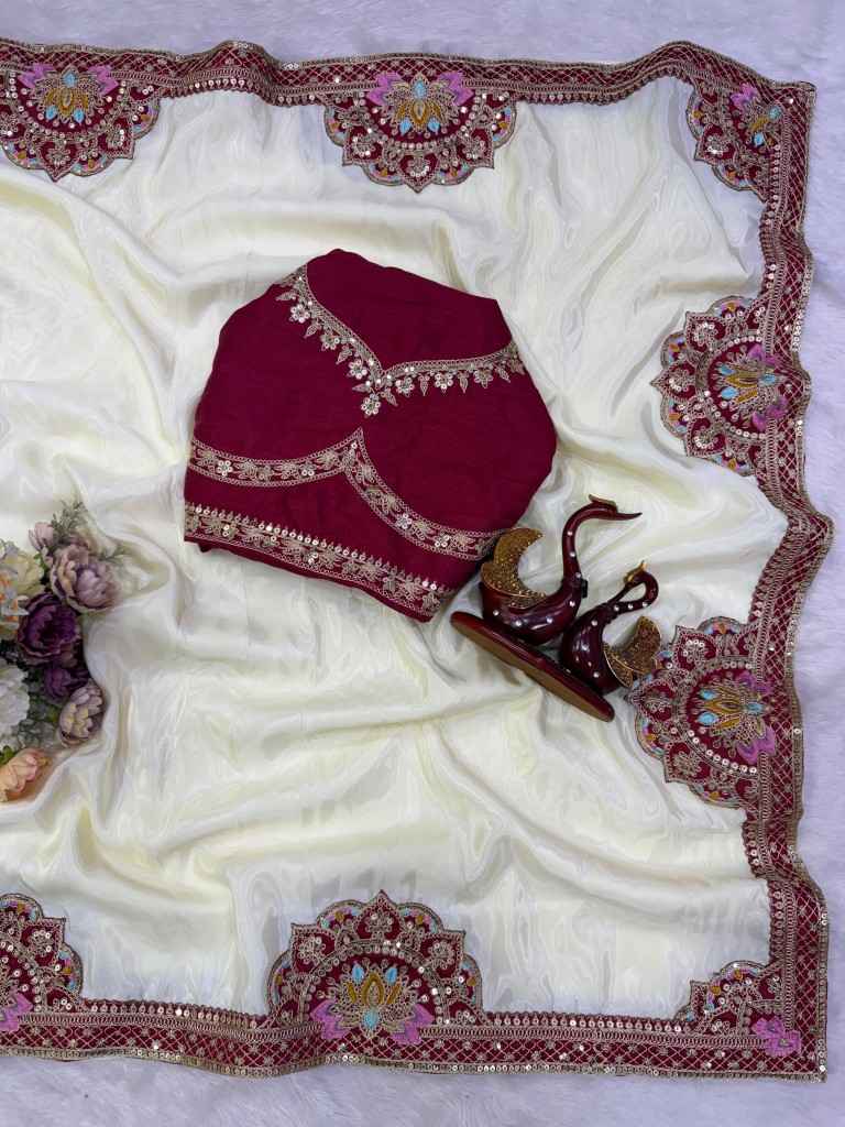 HO SILK SEQUINS AND DORI EMBROIDERY WORK SAREE